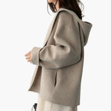Women's Jacket with Hood, Zipper, and Side Pockets