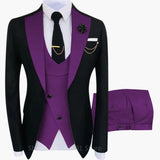 Men's Suit with Vest and Long-Sleeved Blazer