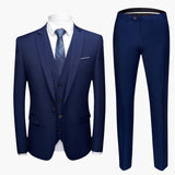 Men's Three-Piece Suit with One-Button Blazer and Vest