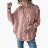 Women's Sweater with Turtleneck and Cable Knit Pattern
