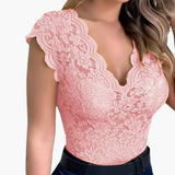 Lace Bodysuit for Women – Sexy Floral Lace Top