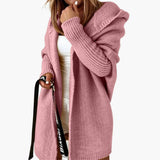 Women’s Knitted Cardigan with Hood and Open Front