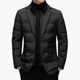 Men's Blazer Jacket with Notched Lapel and Button Placket