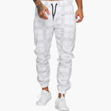 Men's Jogging Pants with Check Pattern and Fleece Cuffs