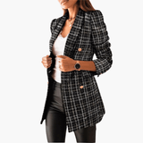 Tweed Blazer with Buttons for Women – Elegant & Modern