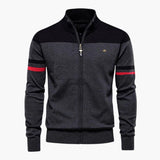 Men's Zip-Up Cardigan with Ribbed Hem