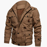 Men's Field Jacket with Adjustable Hood and Multiple Pockets