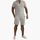 Men's Summer Two-Piece with Half-Zip Shirt and Shorts