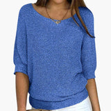 Women’s Pullover Sweater with Wide Neckline and Half Sleeves