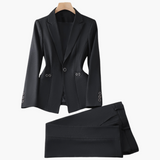 Women's Blazer Set with One Button and Straight Pants