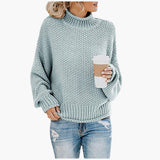 Knitted Pullover with High Collar for Women – Cozy & Stylish