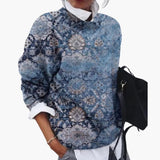 Women's pullover with round neckline and geometric pattern