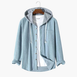 Men's Hooded Jacket with Button Closure
