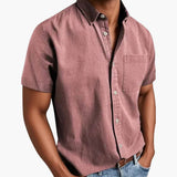 Men's Short Sleeve Shirt with Chest Pocket for Spring and Summer