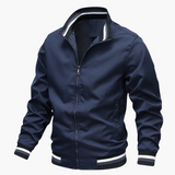 Men's Bomber Jacket with Zipper and Ribbed Collar
