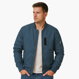 Men's Bomber Jacket with Piped Pockets and Zip Sleeve Pocket