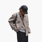 Women's Jacket with Loose Fit and Button Closure at the Front