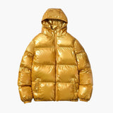 Shiny Men's Puffer Jacket with Hood – Warm & Modern