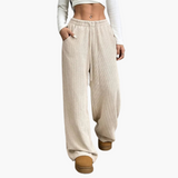 Women's Corduroy Trousers with High Waist and Wide Legs