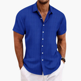 Men's Short Sleeve Striped Shirt – Button-Up for Summer