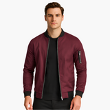 Men's Bomber Jacket with Ribbed Hem and Arm Pocket