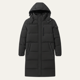 The Woking Men’s Thermal Longline Black Puffer Coat with Hood