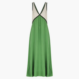 Light V-Neck Maxi Dress for Women - Color Block Design