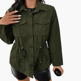 Women's Cord Jacket with Waist Drawstring
