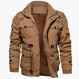 Men's Jacket with Zipper and Multiple Pockets