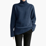 Women's sweater with turtleneck and ribbed texture
