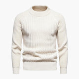 Men's sweater with round neck and textured surface