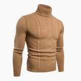 Men's Pullover with Turtleneck and Cable Knit Pattern