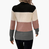 Women's pullover with round neckline and colorblock design