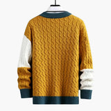 Men's Sweater with Round Neck and Cable Pattern