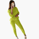 Women's Knitting Set with Long Sleeves and Elastic Waistband