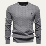 The Malaga Men’s Classic Cotton Cable Knit Crew Neck Sweater