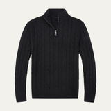 The Pesaro Men’s Cable Knit High Neck Quarter Zip Sweater