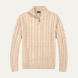 The Pesaro Men’s Cable Knit High Neck Quarter Zip Sweater