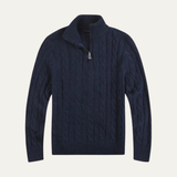 The Pesaro Men’s Cable Knit High Neck Quarter Zip Sweater