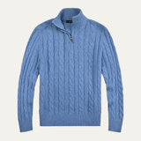 The Pesaro Men’s Cable Knit High Neck Quarter Zip Sweater