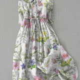 Dahlia - Summer A-Line Lace-Up Waisted Floral Dress