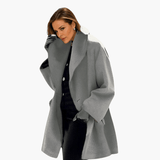 Women's Red Jacket with Wide Collar and Long Sleeves
