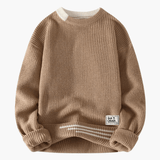 Men's sweater with round neckline and ribbed hem