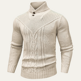 The Stockbridge Men’s Ribbed Knit Button Neck Winter Sweater