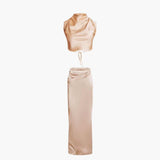 Elegant Satin Two-Piece Set for Women – Blouse & Pants
