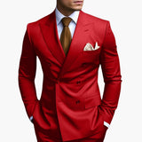 Men’s Suit Set with Notched Lapels and Buttons