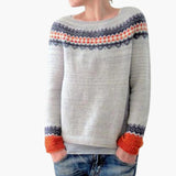 Women's Sweater with Round Neck and Tree Pattern