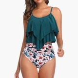 Two-Piece Women's Tankini with Ruffles and Tummy Control