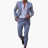 Men's Two-Piece Suit Made of Wool Blend with Slim Fit Cut