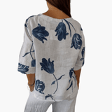 Women's Floral Print Blouse – Summer V-Neck Top
